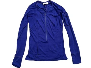 Athleta neonblau Langarm tailliert Taschen halber Reißverschluss Activewear Top Größe Small - Bild 1 von 2