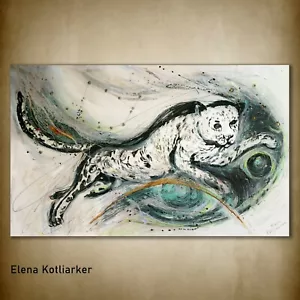 Original Wandbild Limited Edition extra großes Giclée Leinwandbild Weiß Jaguar - Bild 1 von 6