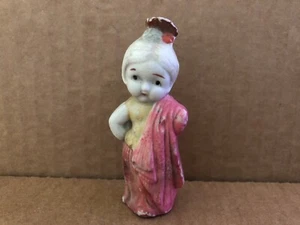 Vintage BISQUE Frozen Charlotte Penny Doll Japan FLAPPER GIRL Gypsy Hair #56 - Picture 1 of 9