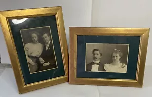 ESTATE FIND 1 Cabinet Card Antique & 1 Antique Photo Of Handsome Couples Framed - Picture 1 of 3