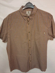 Men's Timberland Short Sleeved Orange/Blue/White Shirt XXL Slim Fit - Picture 1 of 5