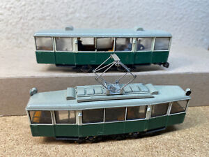 2 Liliput HO Scale Trolleys - One Powered and One Dummy That Need Work