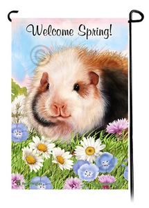 Welcome Spring Garden Flag - Teddy Guinea Pig - Bild 1 von 1