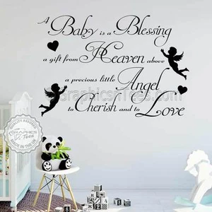 Pegatina de pared para bebé A Baby Is A Blessing niño niña dormitorio cotización decoración - Imagen 1 de 15