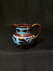 Old Castle Pottery Blue & Copper Lusterware Miniature Pitcher - Picture 1 of 6