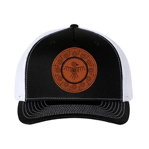 Trucker Hat Baseball Cap Mexican Hat Aztec Quetzal Bird Leather Patch Hat - Picture 1 of 3