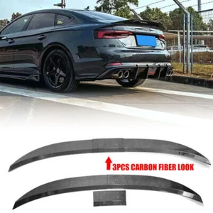 Universal Rear Boot Spoiler Ducktail HighKick Trunk Lip Carbon Fiber Look - Picture 1 of 7