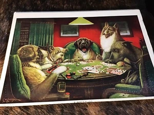Vintage CM Coolidge Poker Dogs Print ~ Textured ~ “A Waterloo” ~ Mid-Century - Picture 1 of 4