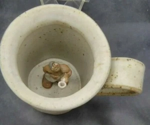 Art Studio Pottery Whimsical Coffee Mug w/ small Man figurine inside. CUTE - Picture 1 of 6