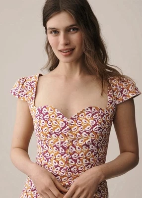 Maeve Anthropologie The Cecily Fit & Flare Sweetheart Dress, Purple/Orange, XS - Image 1 of 3