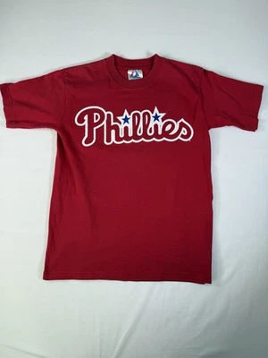 Camiseta mediana rara vintage Y2K Majestic Kids MLB Phillies Pat Burrell Foto 1 de 4