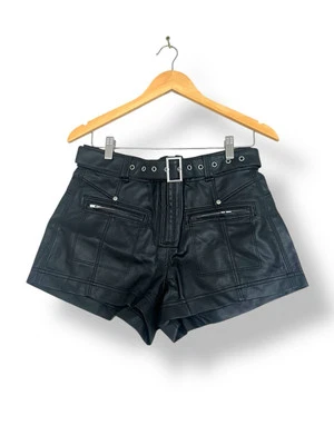 Free People Faux Leather black Shorts Black Size US 8 UK 12 W30 - Image 1 of 4