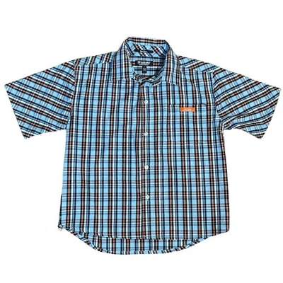 Camisa Ecko Unlimited para niño azul a cuadros manga corta con botones  Foto 1 de 2