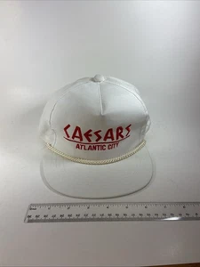 Vintage 80s Caesar’s Atlantic City Gambling Casino Snapback Rope Hat White - Picture 1 of 6