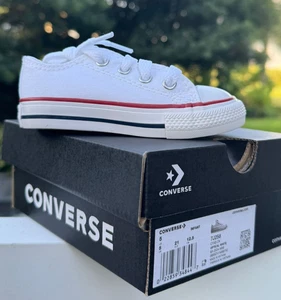 CONVERSE 7J256 OPTICAL WHITE LOW TOP CANVAS BABY SHOE TODDLER, SIZE 5 - Picture 1 of 5