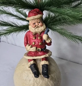 Vintage Poliwoggs Weihnachtsmann auf Schneeball Federbaum Volkskunst Stil 2000 Abt 56 Rarität - Bild 1 von 13