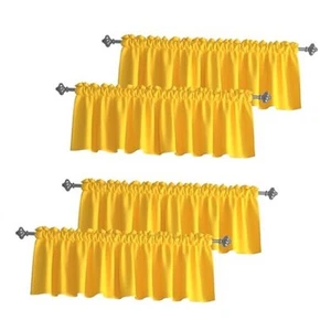 4 Pieces Yellow Valance Curtain Toppers 18 inches Long Kitchen Living Room - Picture 1 of 7