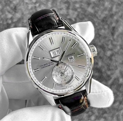 TAG Heuer Carrera Grand Date WAR5011 Automatic Silver Dial Leather Watch - Image 1 of 4