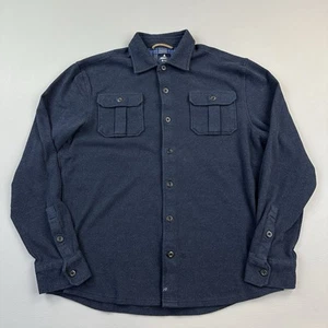 Johnnie-O Briggs Shirt Mens Large Blue Herringbone Stretch Flannel Lodge - Picture 1 of 15