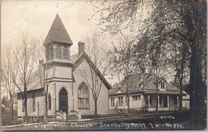 1915 STRAWBERRY POINT, Iowa Echtfoto RPPC Postkarte "Congregational Church" - Bild 1 von 2