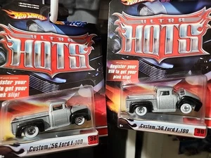 Hot Wheels Ultra Hots  Custom '56 Ford F-100 Lot Of 2 !! 1 Error Closed Hood!!! - Picture 1 of 18