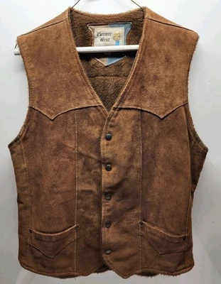 Chaleco Forro Sherpa De Colección Pioneer Wear Albuquerque EE. UU. Talla 40 Cuero Marrón  Foto 1 de 4