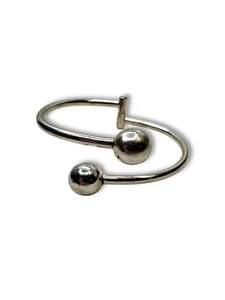 Minimalistisches Sterling Silber Draht Armband Kugel Endkappen aufklappbar Vintage - Bild 1 von 7