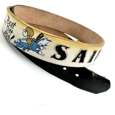 Cinturón de cuero para hombre NOLA Saints hecho a mano Super Bowl 2010 Win Who Dat único talla L Foto 1 de 4