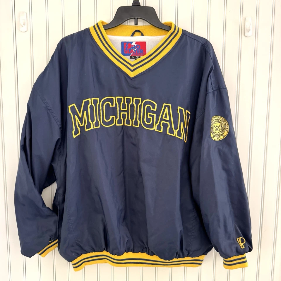 Chaqueta cortavientos pulóver Wolverines de colección años 90 de la Universidad de Michigan grande Foto 1 de 4