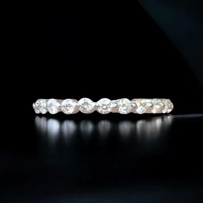 Women Eternity Engagement Band 18k White Gold Lab Grown Round 1 Carat Diamond 7 - Image 1 of 4