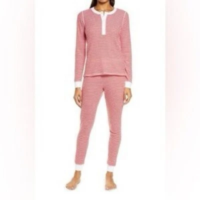 NORDSTROM Waffle Nudo Térmico Dos Piezas Pijama Mujer S Pequeño Vacaciones de Navidad Foto 1 de 4
