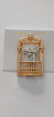 Novo Lindo Broche Vintage Tom Dourado e Prata Casal Dançante Salão Broche - Imagem 1 de 4