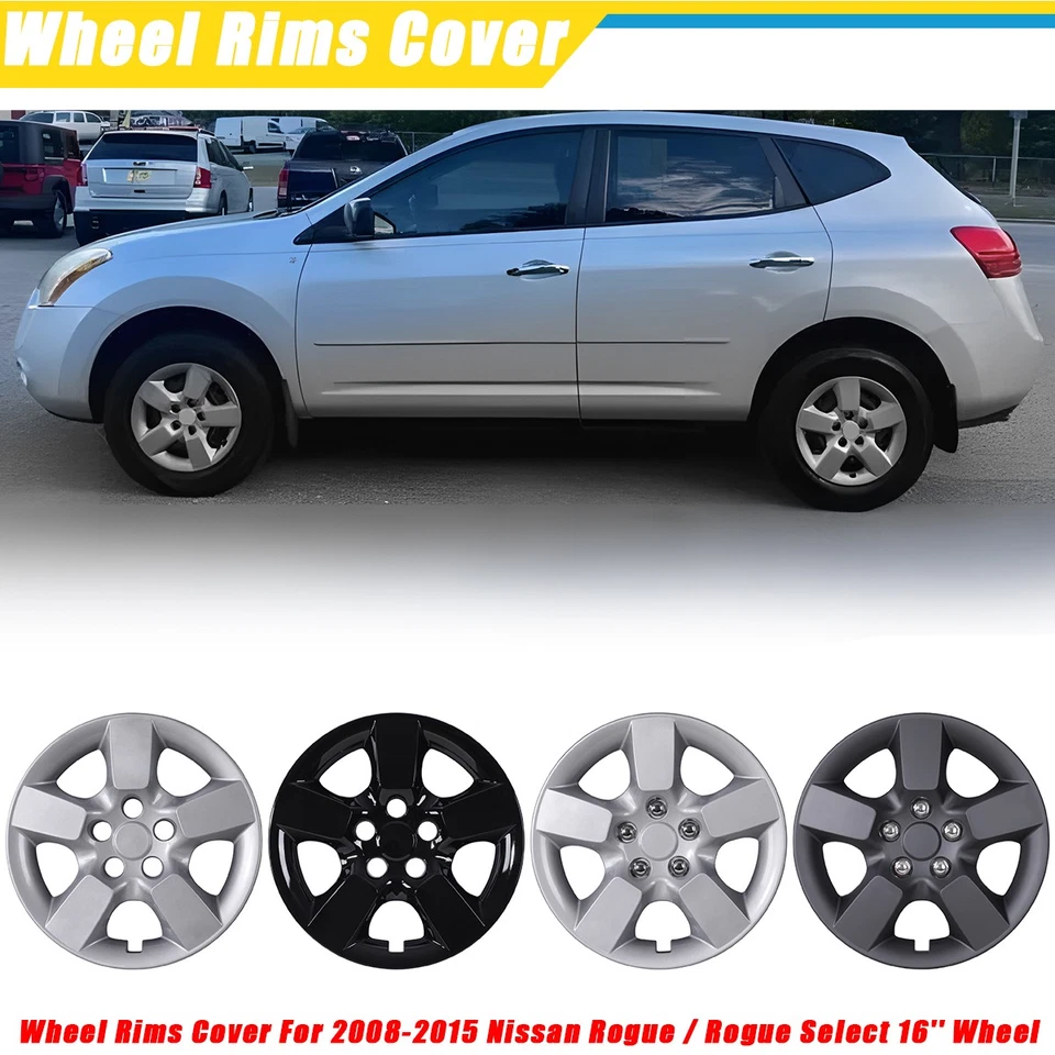 Juego de 4 cubiertas de rueda de tapacubos de 16" para Nissan Rogue / Rogue Select 2008-2015 Foto 1 de 4