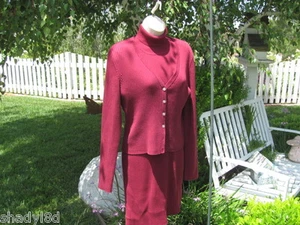 MODA INTERNATIONAL SWEATER DRESS SET Large Maroon Burgundy Career - Picture 1 of 5