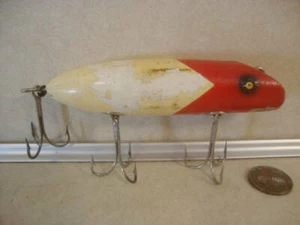 Señuelo de pesca vintage madera mejor bajo Oreno curva sur 3 3/4" de largo coleccionable - Imagen 1 de 6
