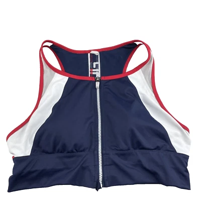 Sujetador deportivo Fila para mujer rojo blanco azul espalda cruzada atletismo tenis Foto 1 de 4