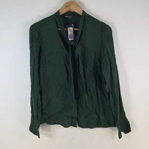 NEW Marks and spencer womens blouse shirt size 8 green viscose pussy bow 113490 - Picture 1 of 10