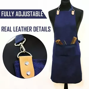 Grembiule completamente regolabile con tasca frontale colore blu unisex funzionante - Foto 1 di 5