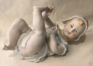Vintage ANDREA by SADEK fine BISQUE PIANO BABY #6112 at 9" Has Repair See Photos - Picture 1 of 7