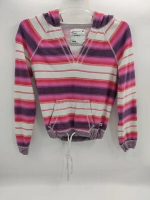 Sudadera con capucha a rayas suéter American Eagle para mujer talla M rojo rosa crema corbata en la cintura Foto 1 de 4