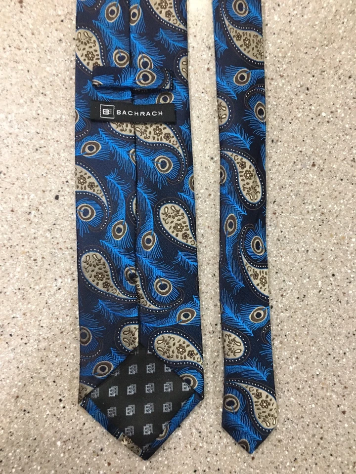 Corbata Bachrach para hombre 100 % seda azul cachemira Foto 1 de 4