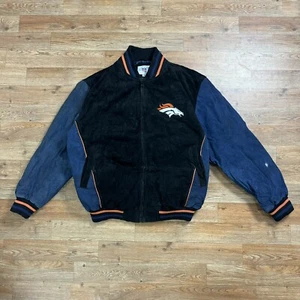 NFL GAME DAY DENVER BRONCOS BLACK & BLUE QUILTED SUEDE COAT MEN'S XL - Picture 1 of 6