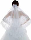 Bridal Veil Sequins Luxury Veil Appliques Lace Edge Long Wedding Veils with Comb