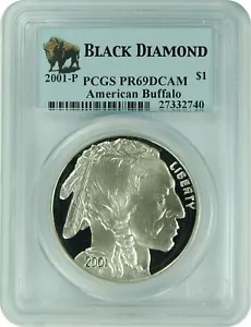 2001-P PCGS PR69DCAM Black Diamond American Buffalo Indian Head Facing Forward - Picture 1 of 1