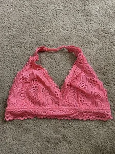 Aerie Womens Size XS Lace Halter Bralette Pink - Picture 1 of 5