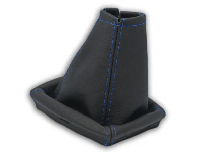 PER FORD FOCUS C-MAX 03-06 CUFFIA DEL CAMBIO PELLE NERA CUCITURE BLU SCURO - Immagine 1 di 4