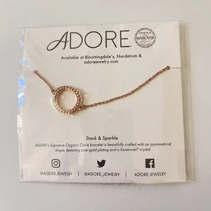 Adore Circle Pendant Rose Gold Swarovski Crystal Bracelet - Picture 1 of 3