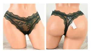 Victoria's Secret XLARGE *SEHR SEXY* TANGA MIT ROSE SPITZE UND HOHEM BEIN *Botanical Green* - Bild 1 von 6