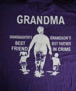GRANDMA... BEST FRIEND... BEST PARTNER IN CRIME Long Sleeve T-Shirt, XL Purple - Picture 1 of 4