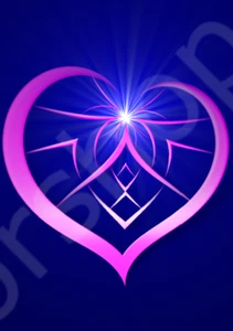 Abstract Heart Spark Pink Blue Modern Art Printed Image - Picture 1 of 1